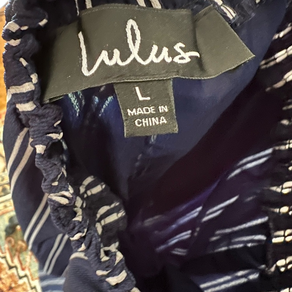 Lulus Saltwater and Sun Navy Blue Striped Strapless Midi Jumpsuit - Picture 5 of 8